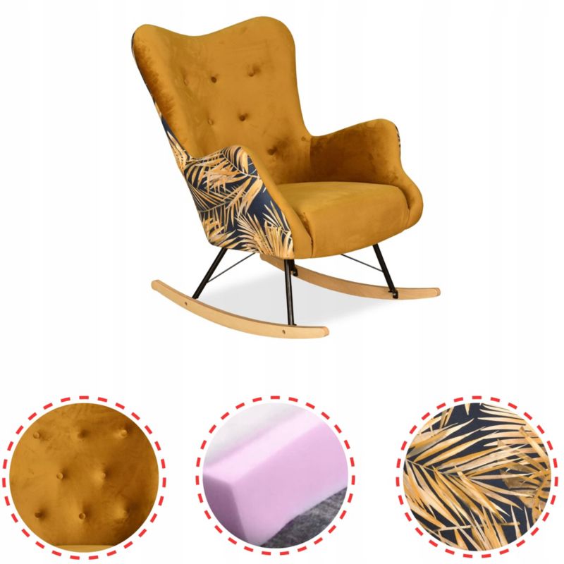 Fotel uszak do salonu bujany Family Meble Luna Print Duo żółty 1szt