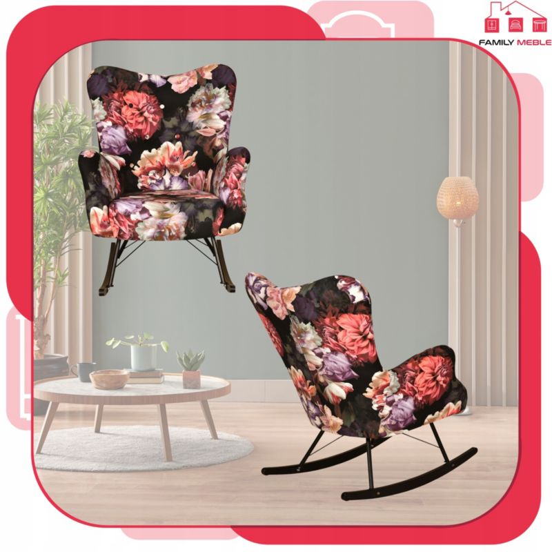 Fotel uszak do salonu bujany Family Meble Luna Print kwiecisty 1szt