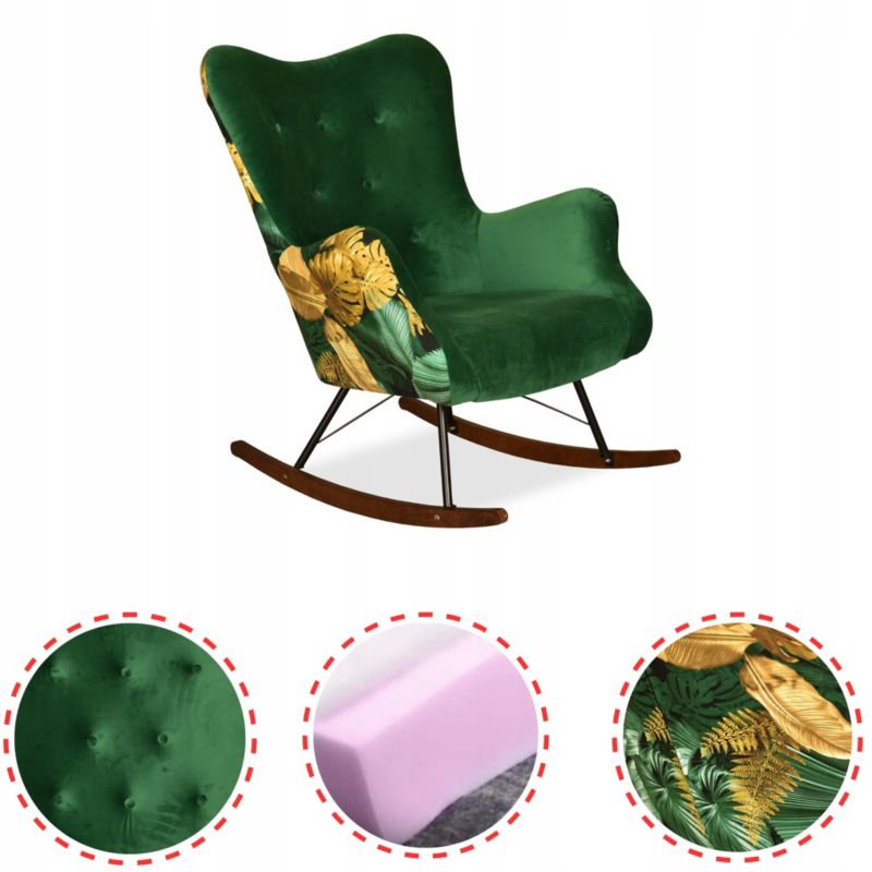 Fotel uszak do salonu bujany Family Meble Luna Print zielony 1szt