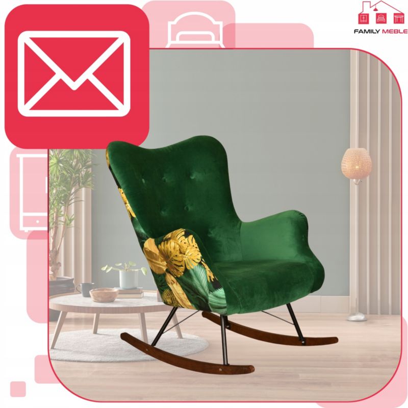 Fotel uszak do salonu bujany Family Meble Luna Print zielony 1szt