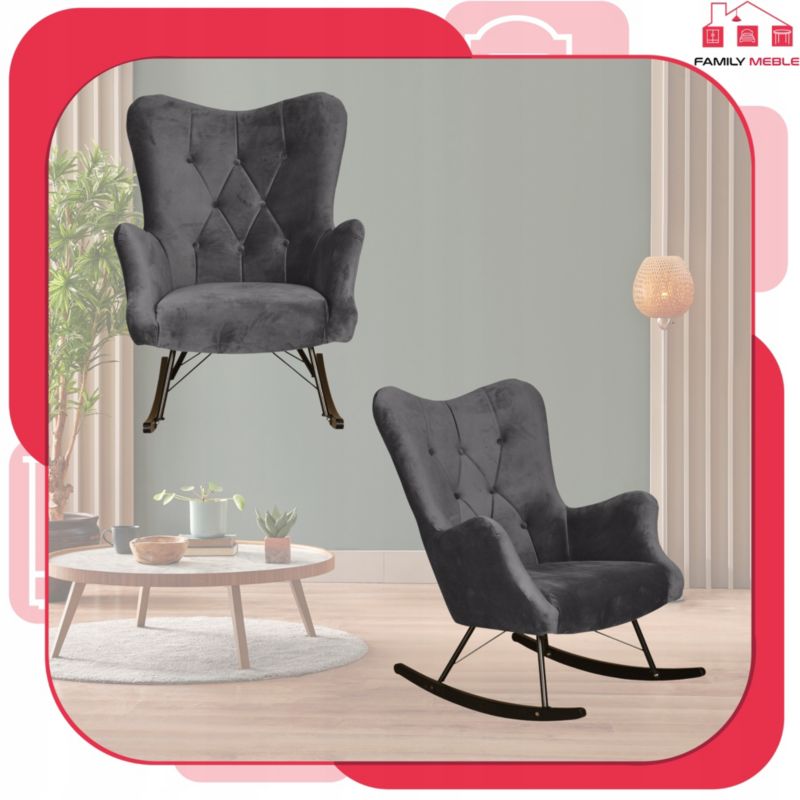 Fotel uszak do salonu bujany Family Meble Luna  szary grafitowy 1szt