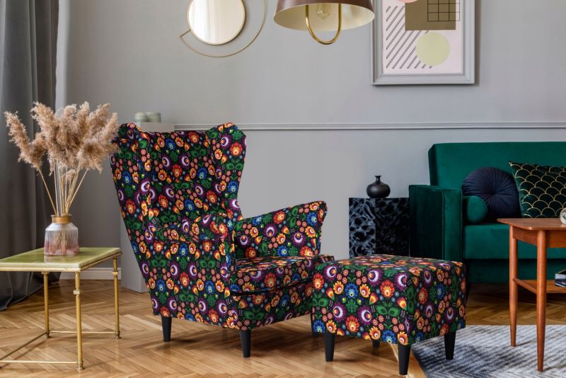 Fotel uszak do salonu Family Meble ARI PRINT  góralski motyw 1szt