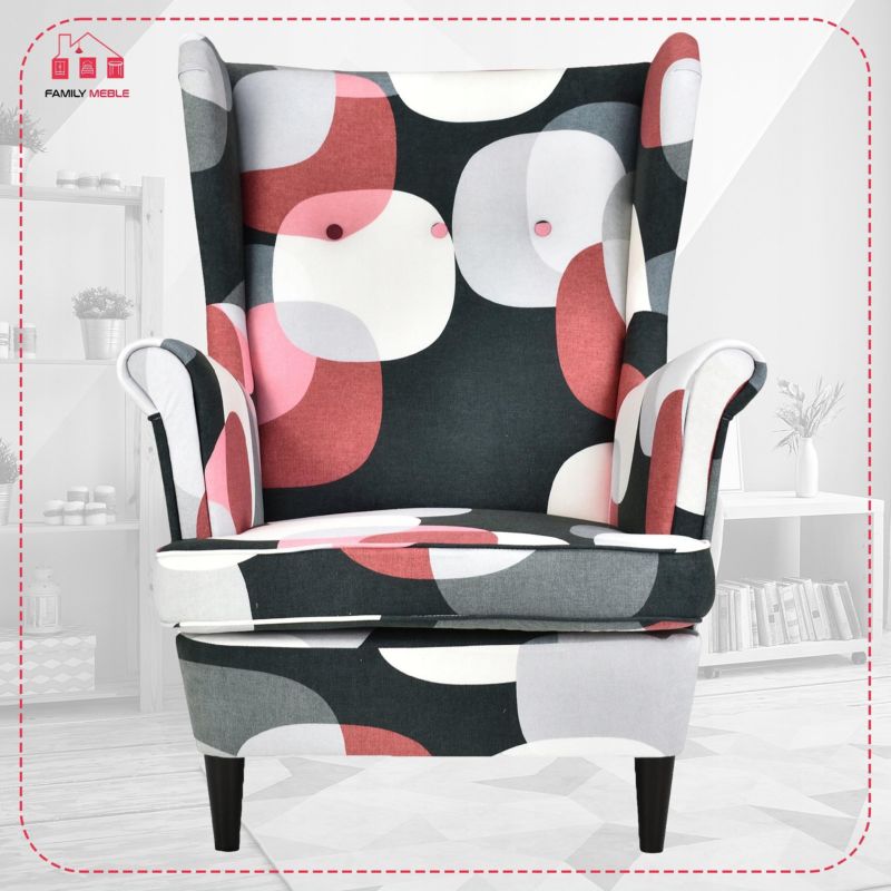 Fotel uszak do salonu Family Meble Ari Print groszki stylowy 1szt