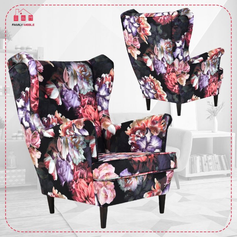 Fotel uszak do salonu Family Meble Ari Print kwiecisty 1szt