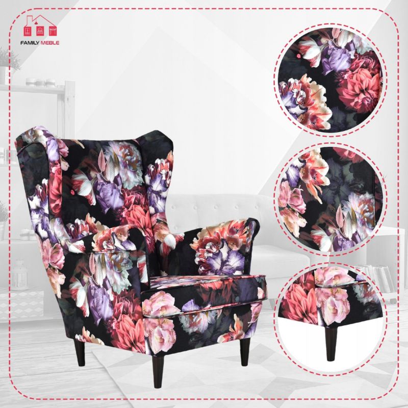 Fotel uszak do salonu Family Meble Ari Print kwiecisty 1szt