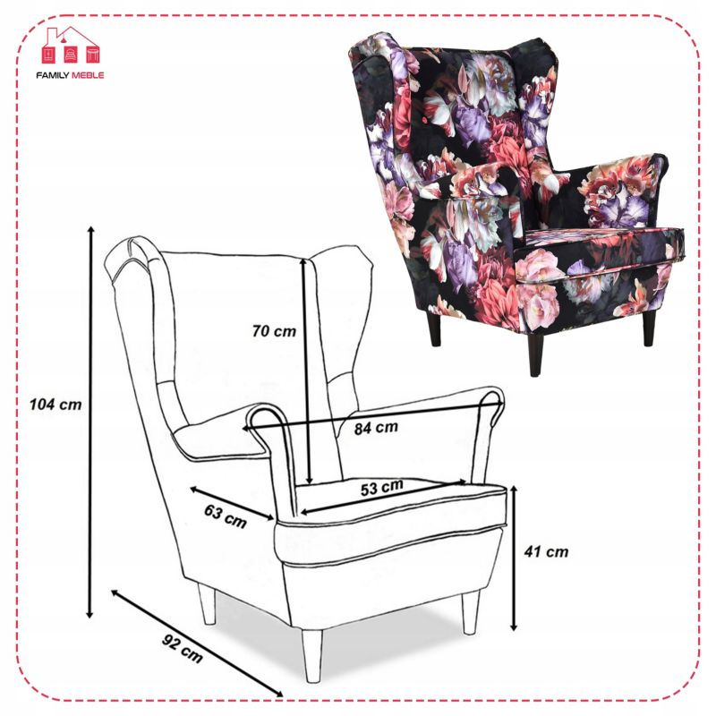 Fotel uszak do salonu Family Meble Ari Print kwiecisty 1szt