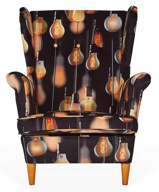 Fotel uszak do salonu Family Meble ARI PRINT lampki 1szt