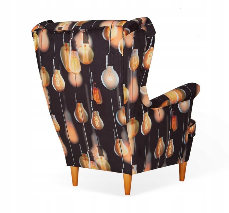 Fotel uszak do salonu Family Meble ARI PRINT lampki 1szt