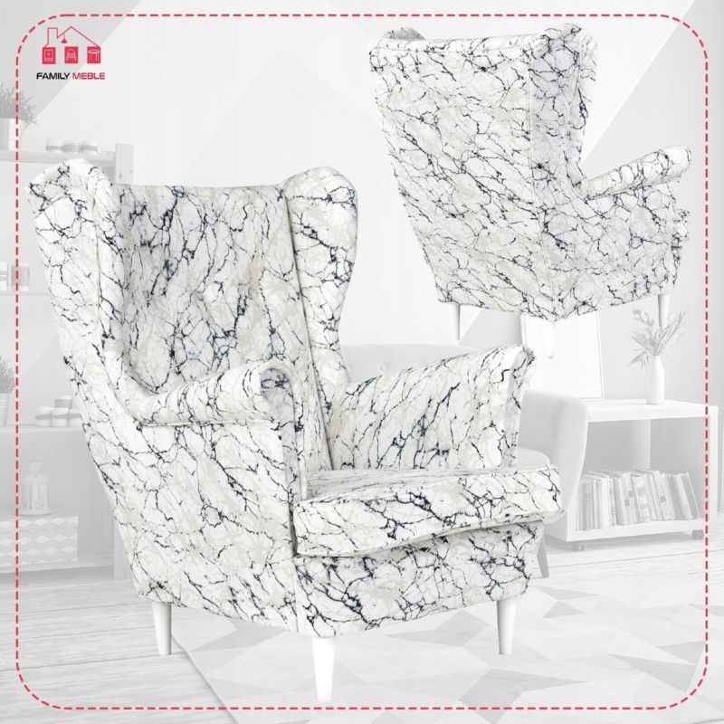 Fotel uszak do salonu Family Meble Ari Print marmur 1szt