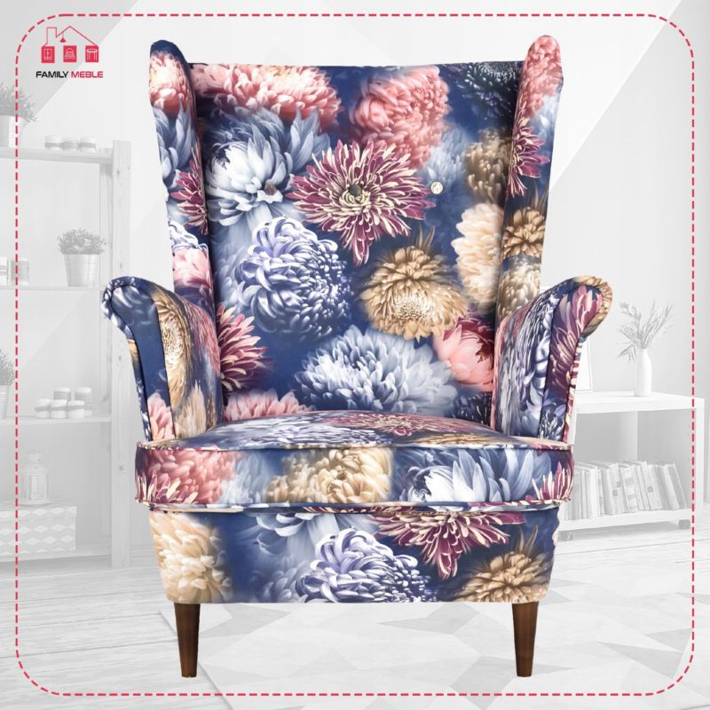 Fotel uszak do salonu Family Meble Ari Print  piwonie kwiaty 1szt