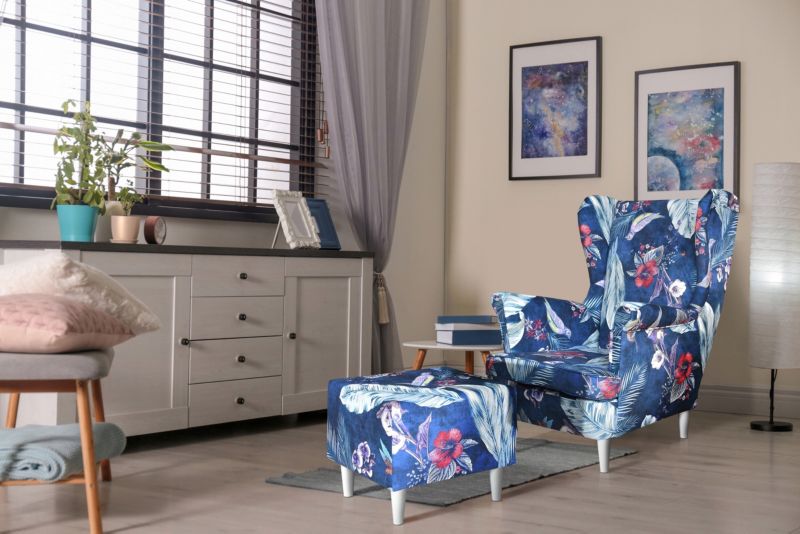 Fotel uszak do salonu Family Meble ARI PRINT  rudy 1szt