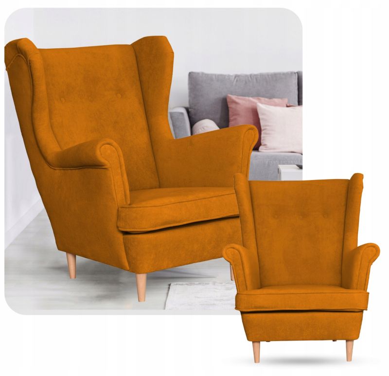 Fotel uszak do salonu Family Meble Hunter musztardowy 1szt
