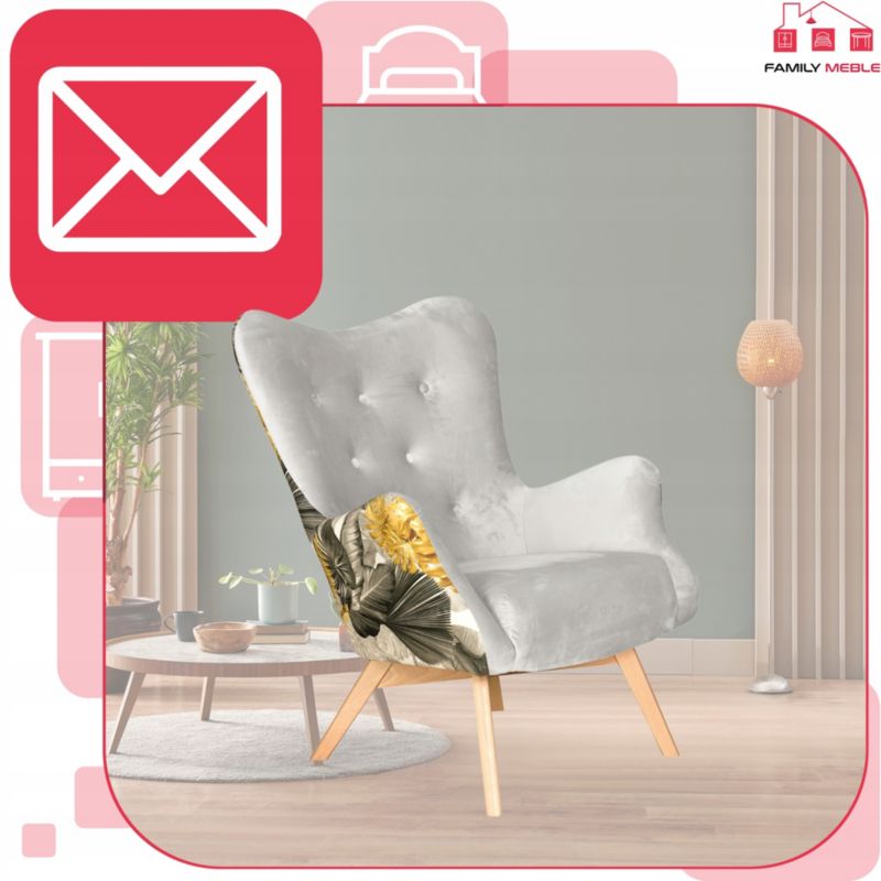 Fotel uszak do salonu Family Meble Luna Print Duo szary 1szt