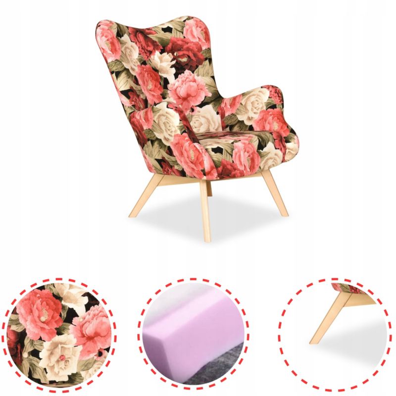 Fotel uszak do salonu Family Meble Luna Print kwiecisty 1szt