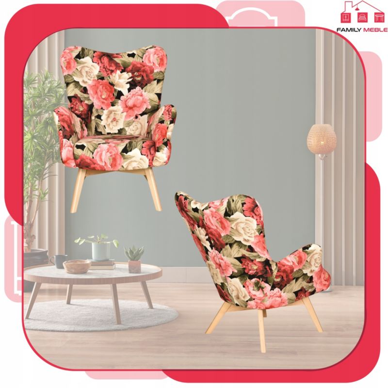 Fotel uszak do salonu Family Meble Luna Print kwiecisty 1szt
