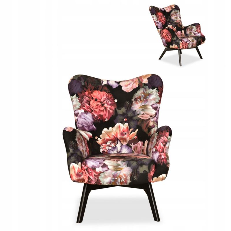 Fotel uszak do salonu Family Meble Luna Print piwonie  1szt