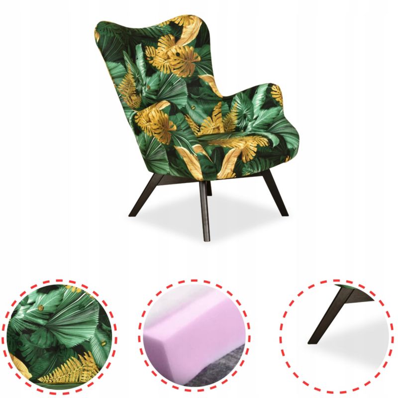 Fotel uszak do salonu Family Meble Luna Print tropic 1szt