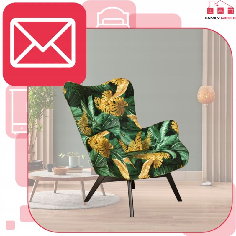 Fotel uszak do salonu Family Meble Luna Print tropic 1szt