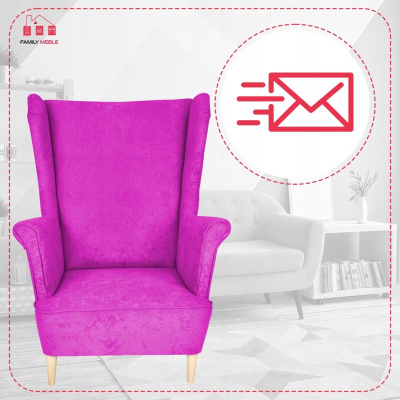 Fotel uszak do salonu  Family Meble MAX  róż 1szt