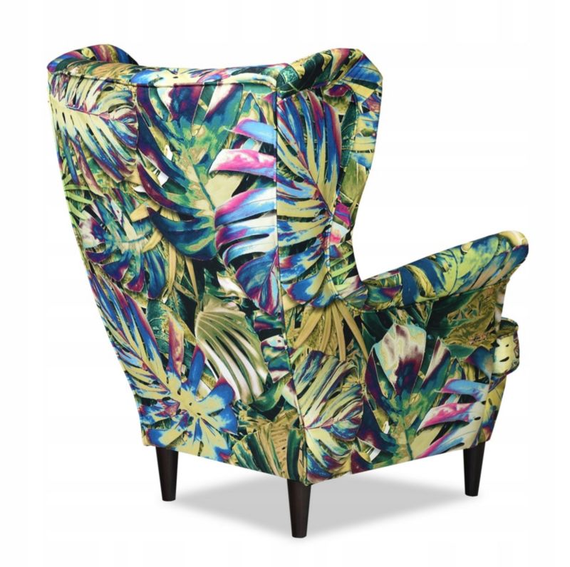 Fotel uszak do salonu z podnóżkiem Family Meble ARI PRINT Monstera 1szt