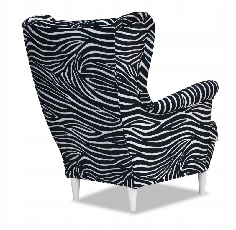 Fotel uszak do salonu z podnóżkiem Family Meble ARI PRINT zebra 1szt