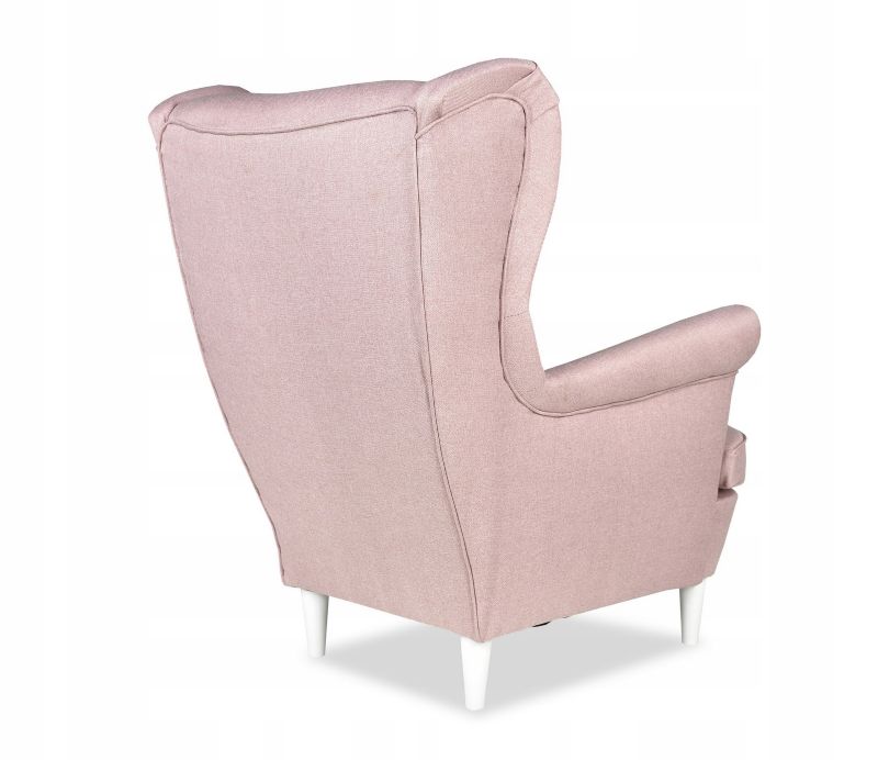 Fotel uszak do salonu z podnóżkiem Family Meble ARI  różowy pastel 1szt