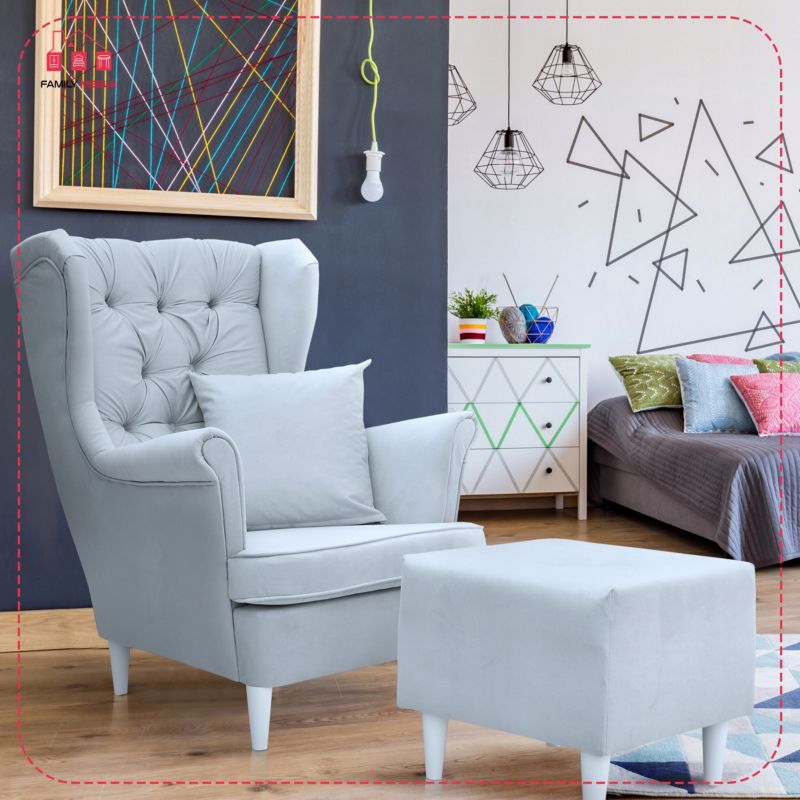 Fotel uszak do salonu z podnóżkiem Family Meble GLAMOUR 1szt