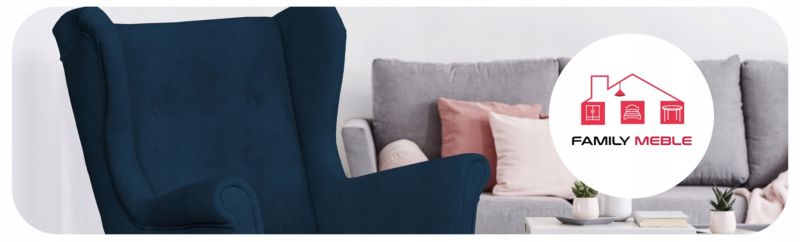 Fotel uszak do salonu z podnóżkiem Family Meble Hunter granatowy 1szt