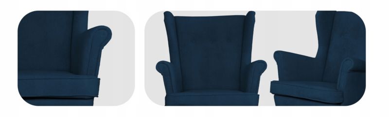Fotel uszak do salonu z podnóżkiem Family Meble Hunter granatowy 1szt