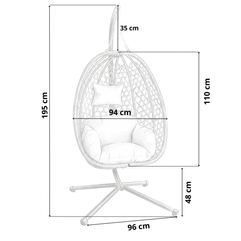 Fotel wiszący FUNFIT garden kokon huśtawka 150kg składana 1szt.