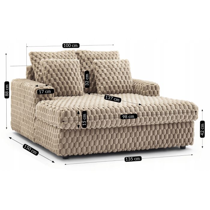 Fotel Wypoczynkowy Sofa Kobel Mebel Elite Pluszowy Beżowy 1 szt