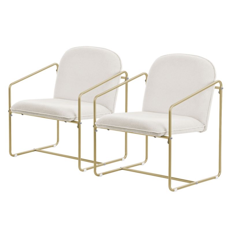 ML-Design čalouněná lehátka béžová ergonomická opěrka zlatý ocelový rám pohodlné pohodlné moderní bydlení 2 ks.