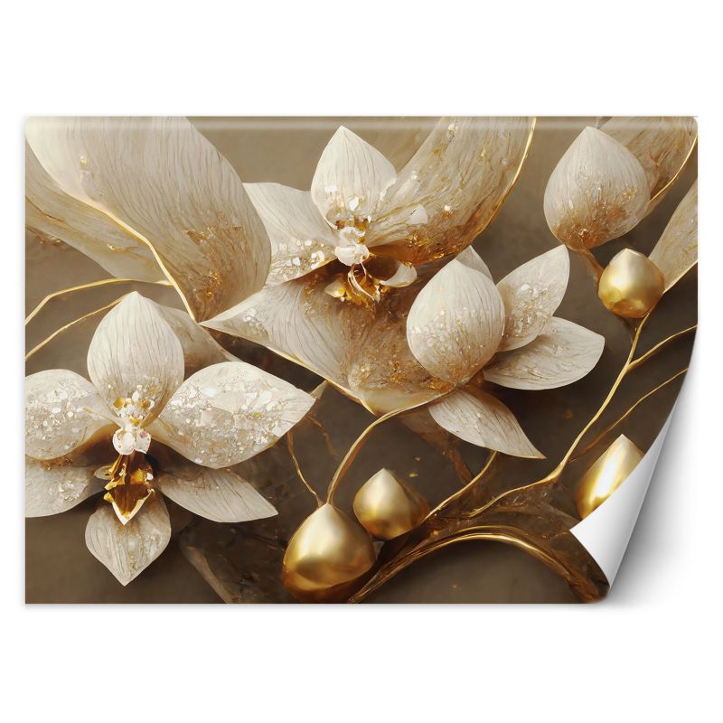 Fototapeta Feeby 3D Kwiaty glamour złoty  100x70 1 szt