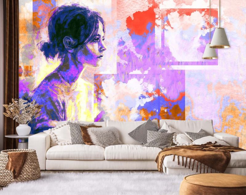 Fototapeta Feeby Abstrakcyjny portret kobiety w fiolecie  254x184 1 szt