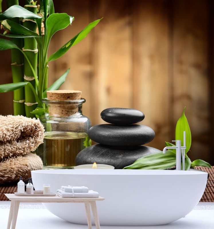 Fototapeta Feeby Bambus kamienie zen w SPA  300x300 1 szt
