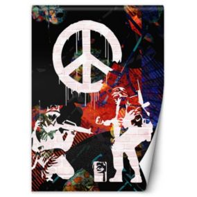 Fototapeta Feeby Banksy Żołnierze i malowany znak pokoju  100x140 1 szt