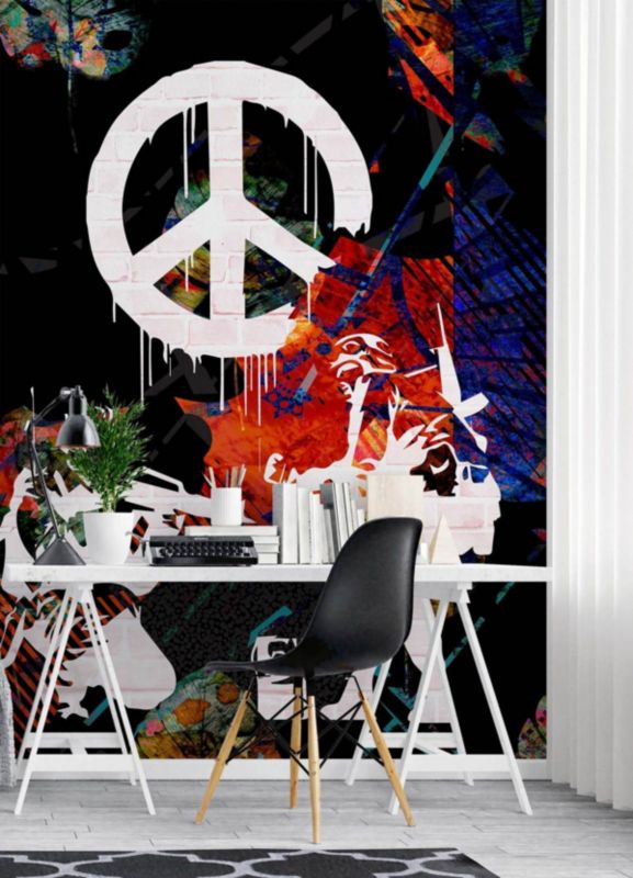 Fototapeta Feeby Banksy Żołnierze i malowany znak pokoju  150x210 1 szt