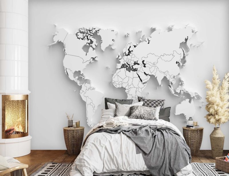 Fototapeta Feeby Biała mapa świata 3D  450x315 1 szt