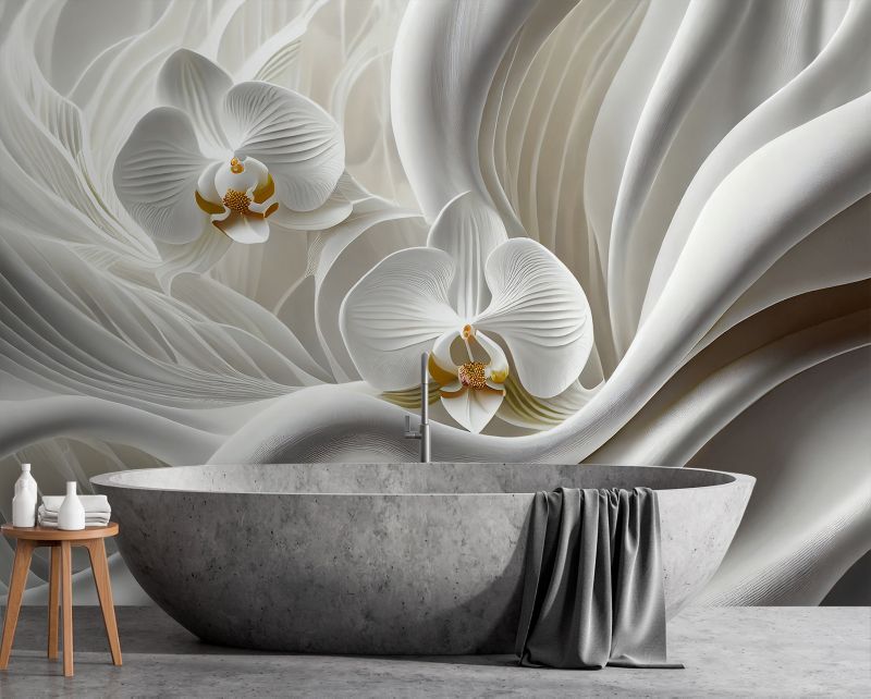 Fototapeta Feeby Biała orchidea i abstrakcja 3D  200x140 1 szt