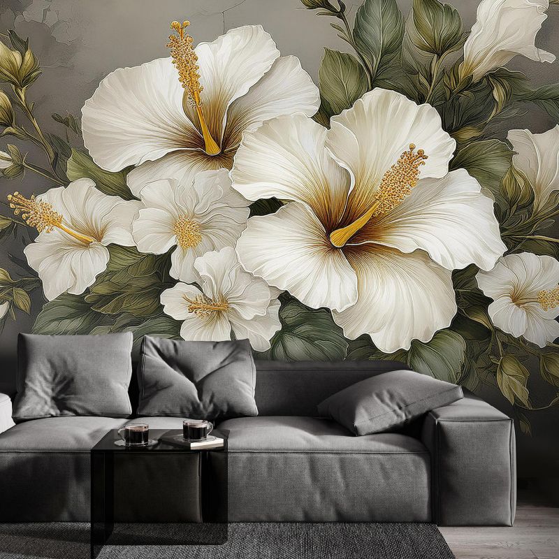 Fototapeta Feeby Biały kwiat hibiskusa  300x210 1 szt