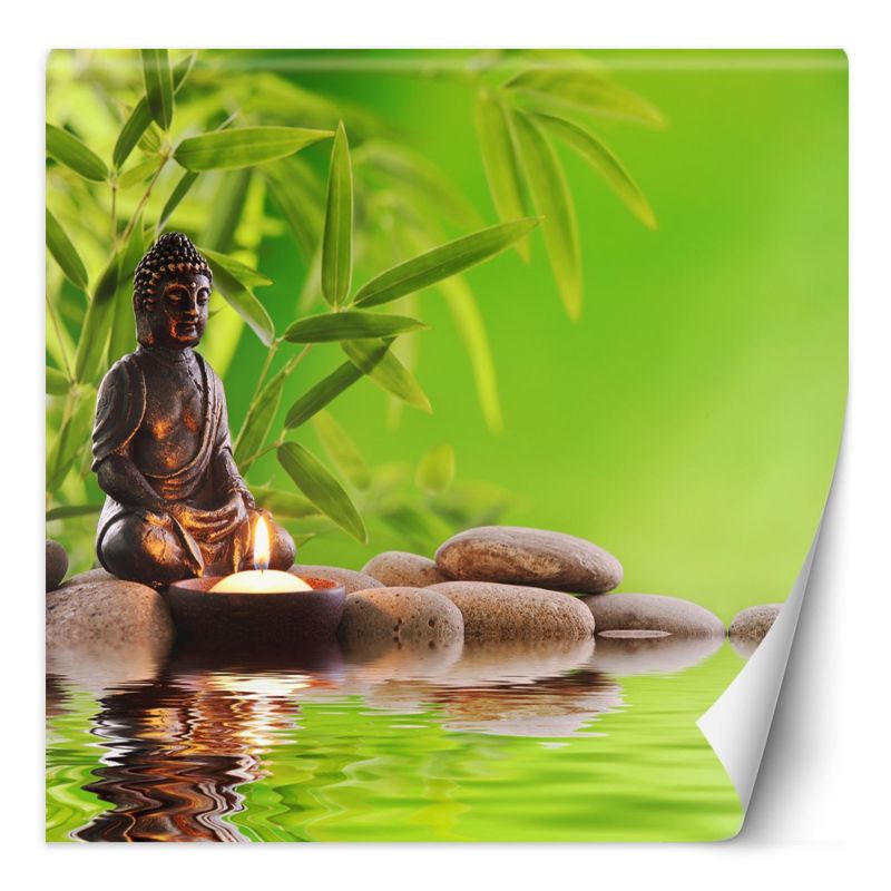 Fototapeta Feeby Budda świeczka i kamienie zen  150x150 1 szt