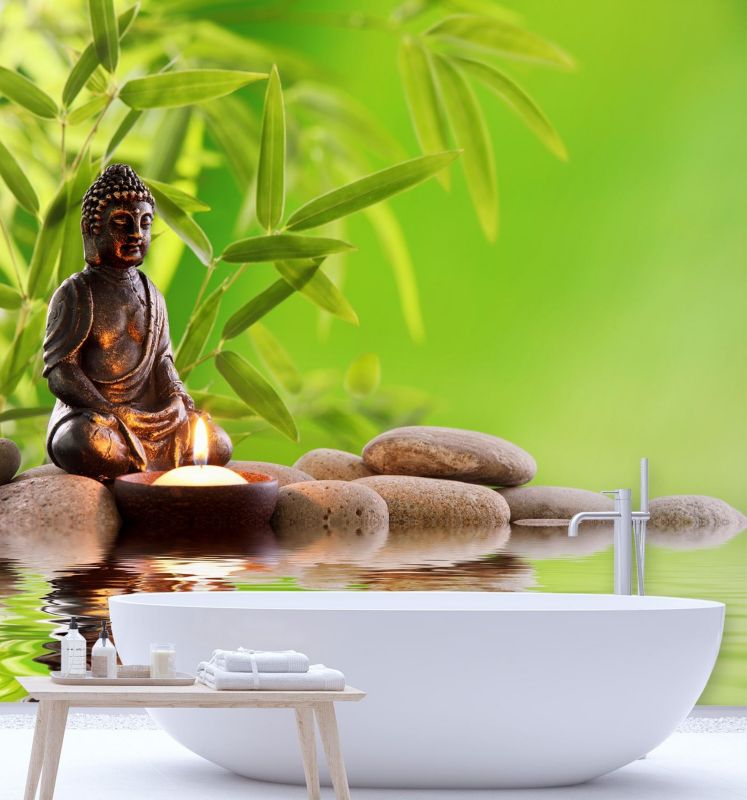 Fototapeta Feeby Budda świeczka i kamienie zen  150x150 1 szt