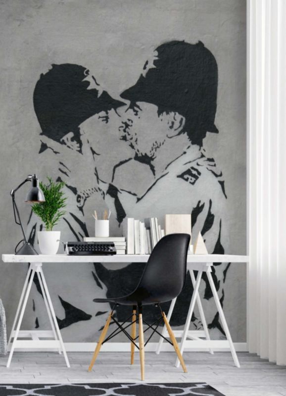 Fototapeta Feeby Całujący się policjanci mural Banksy  200x280 1 szt
