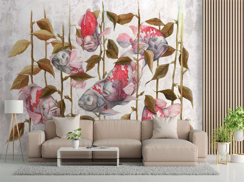 Fototapeta Feeby Czerwone ryby koi japońskie karpie   250x175 1 szt