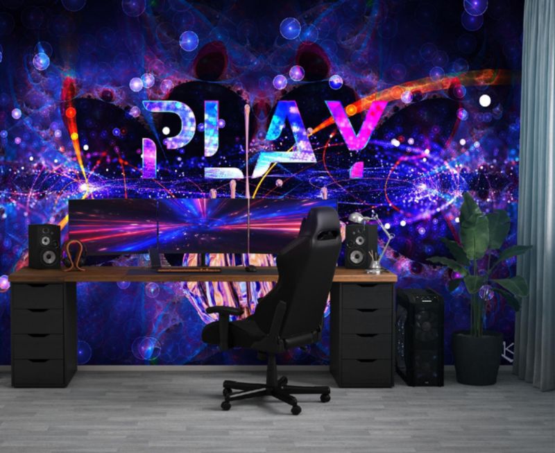 Fototapeta Feeby do pokoju gracza Neon z napisem Play  400x280 1 szt