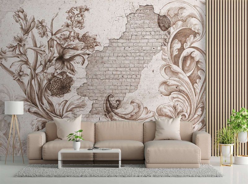 Fototapeta Feeby Florystyczny fresk na starej ścianie  350x245 1 szt
