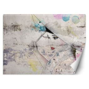 Fototapeta Feeby Gejsza parosol stary mur  200x140 1 szt
