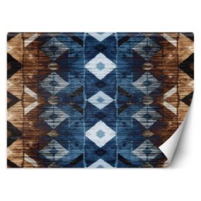 Fototapeta Feeby Geometryczny wzór niebiesko brązowy gobelin  200x140 1 szt