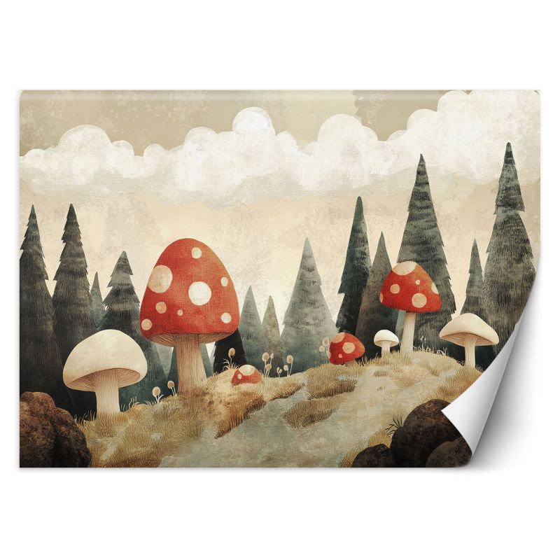 Fototapeta Feeby Grzyby Las Drzewa Natura Beżowy  100x70 1 szt