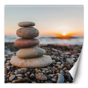 Fototapeta Feeby Kamienista plaża i zachód słońca  300x300 1 szt